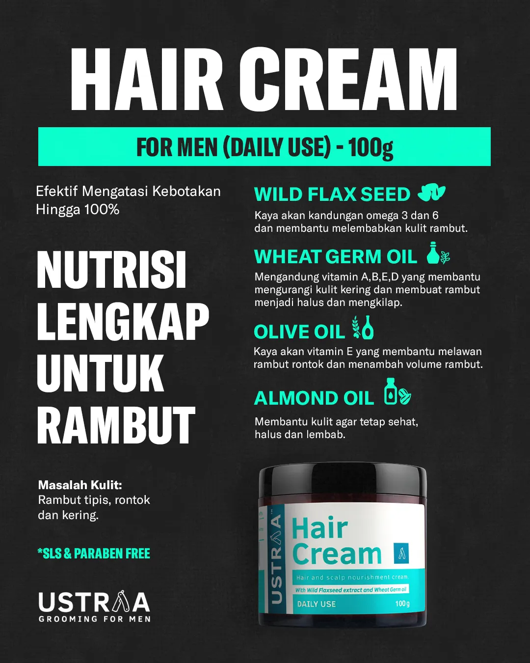 Ustraa Hair Cream | 100 g - Raena Beauty